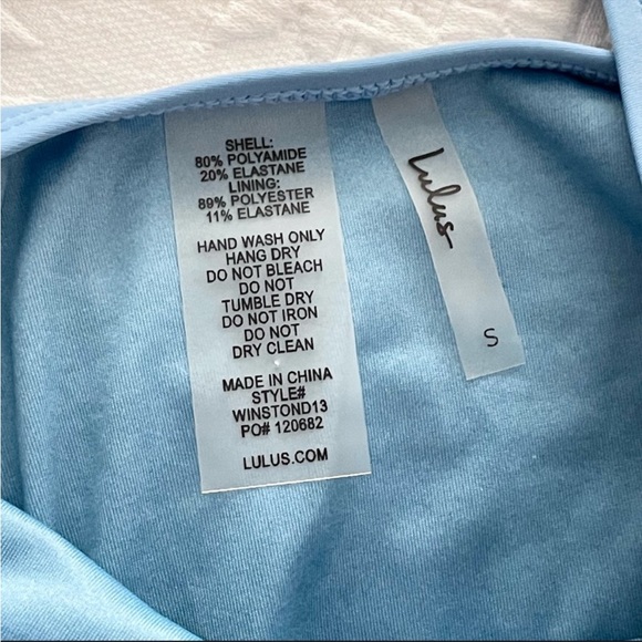 NWOT Lulus New Waves Light Blue Lace-Up One-Piece Swimsuit Small - Picture 4 of 6